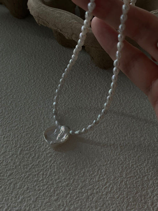 Moonlit Bloom Baroque Petal Pearl Necklace - Sterling Silver Adjustable