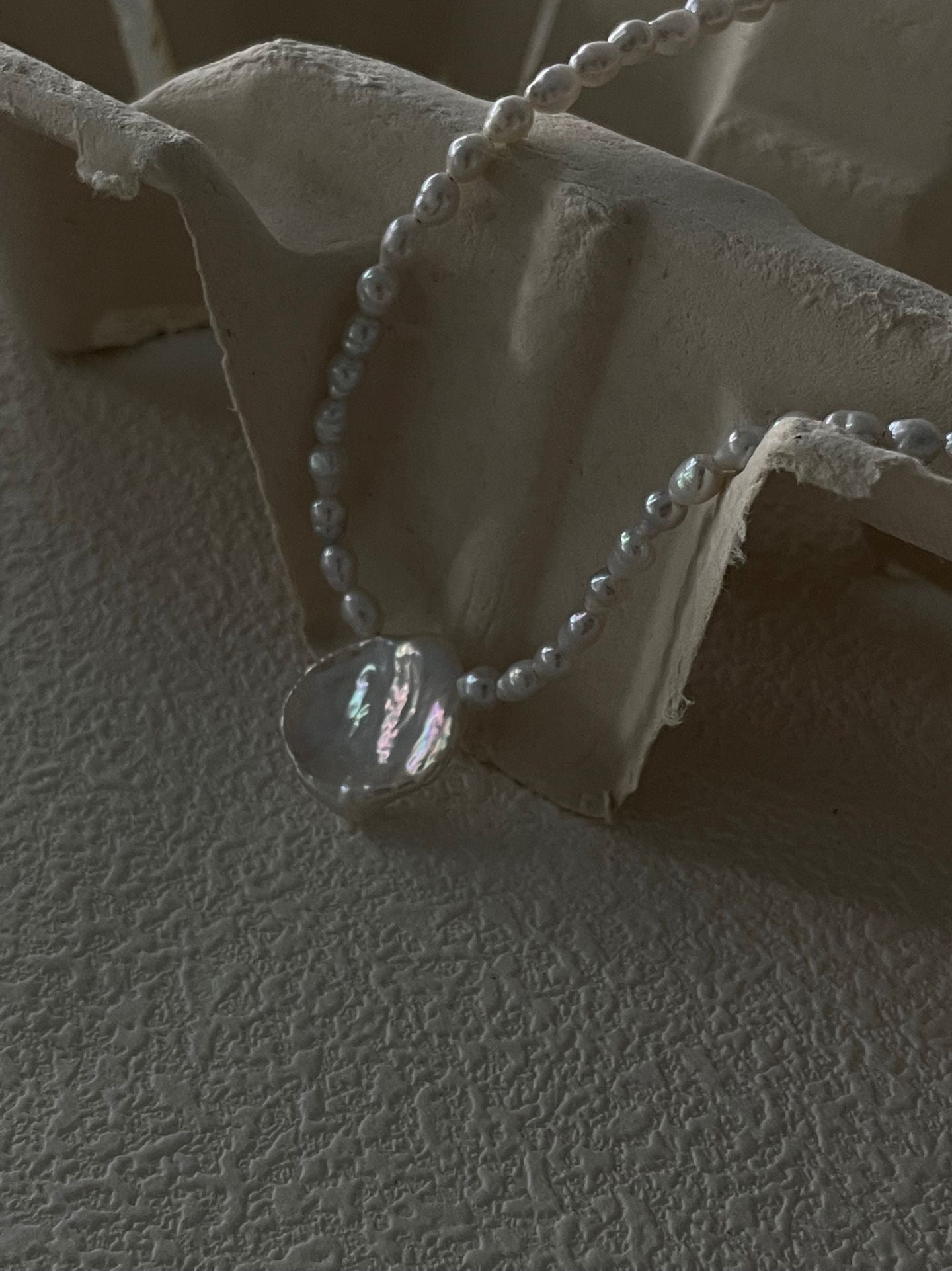 Moonlit Bloom Baroque Petal Pearl  Necklace - Sterling Silver Adjustable