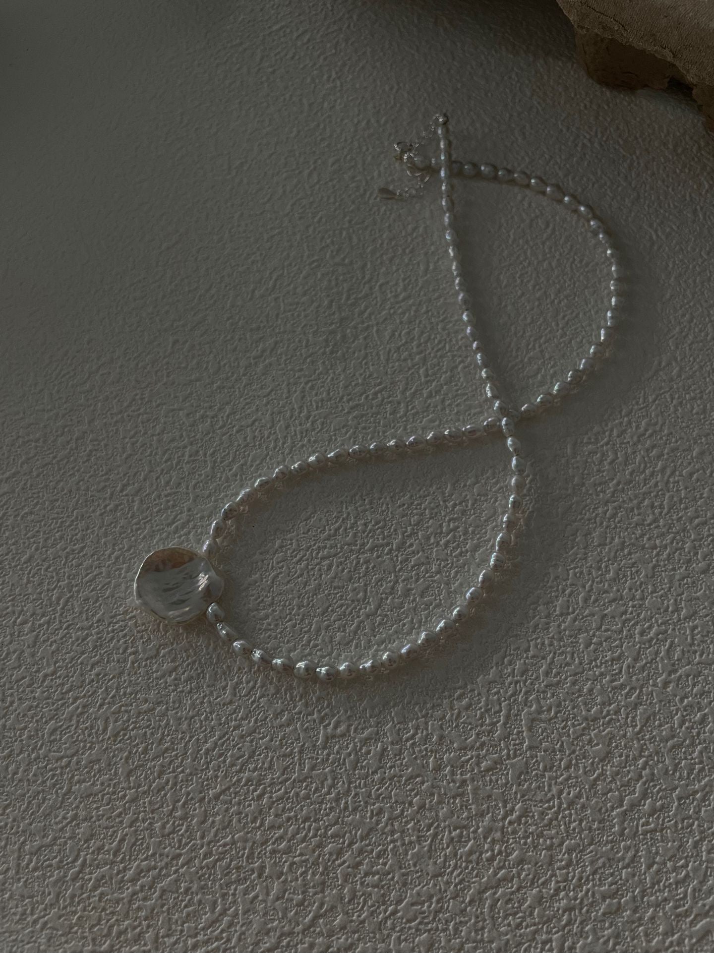 Moonlit Bloom Baroque Petal Pearl  Necklace - Sterling Silver Adjustable