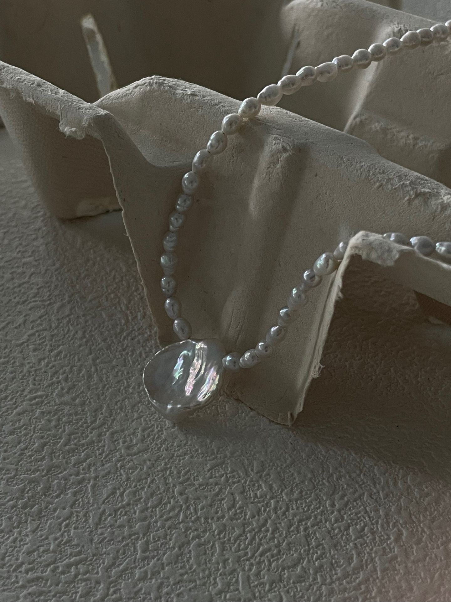 Moonlit Bloom Baroque Petal Pearl  Necklace - Sterling Silver Adjustable