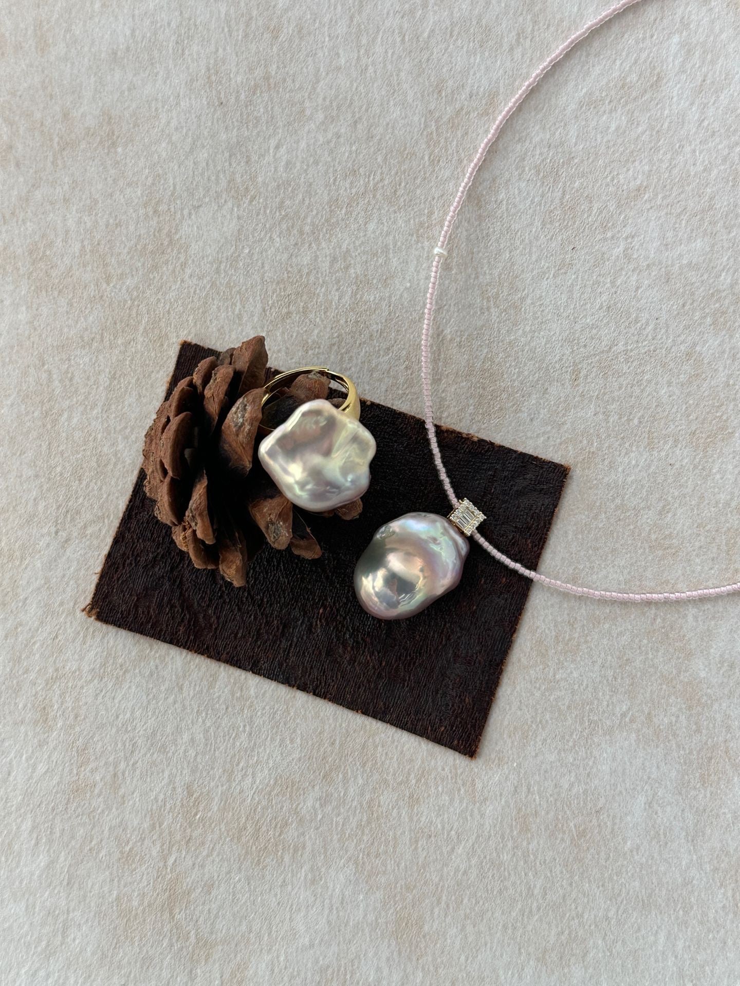 Blush Bloom Baroque Pearl Necklace - Pink Beaded Chain with 18K Gold Plated Silver Pendant