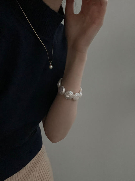Natural Baroque Pearl Bracelet - Roman Holiday Vintage Style 18K Gold Plated Sterling Silver