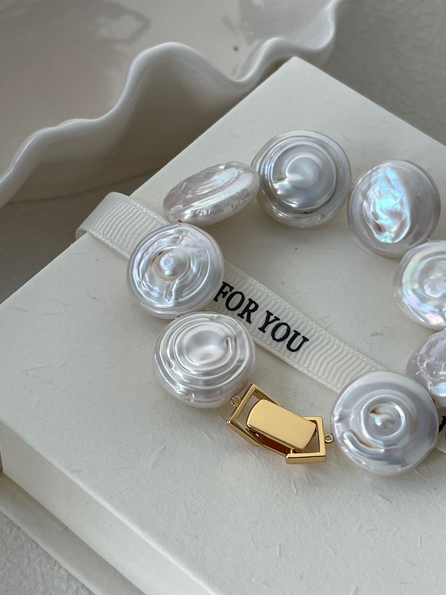Natural Baroque Pearl Bracelet - Roman Holiday Vintage Style 18K Gold Plated Sterling Silver