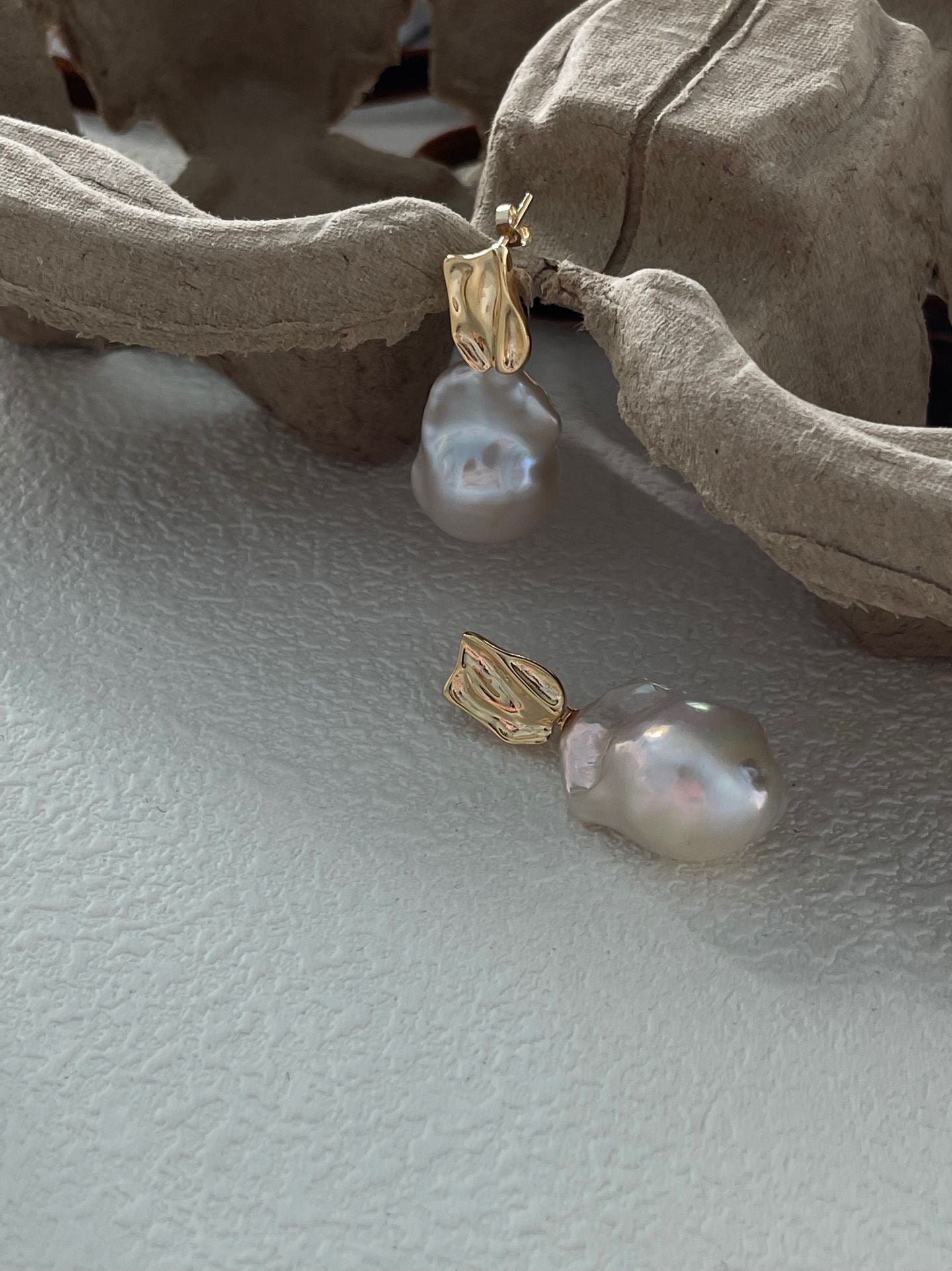 ✨ Textured Water Ripple Baroque Pearl Drop Earrings ✨