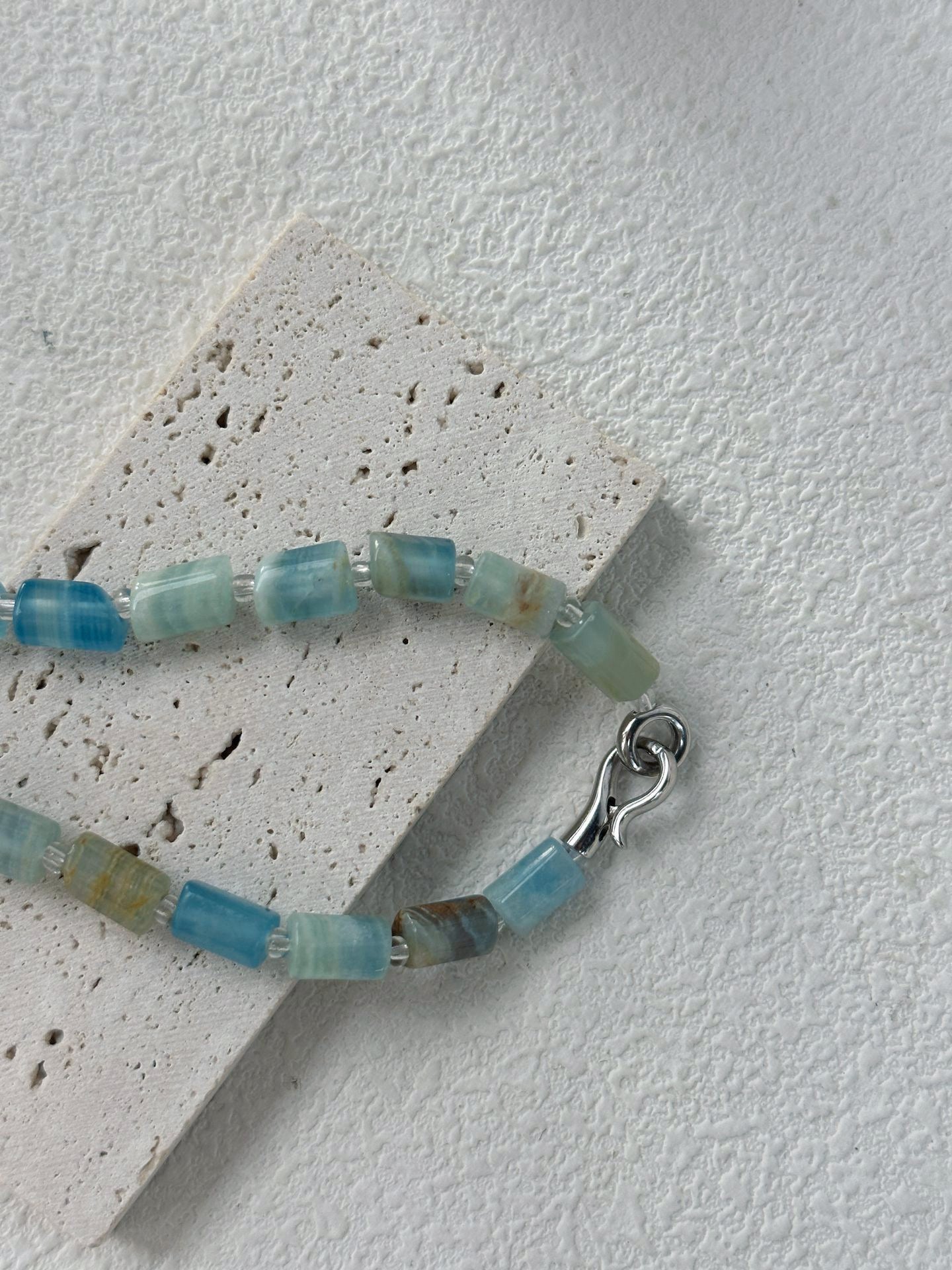 Handcrafted Aquamarine Baroque Pearl Necklace, Sterling Silver