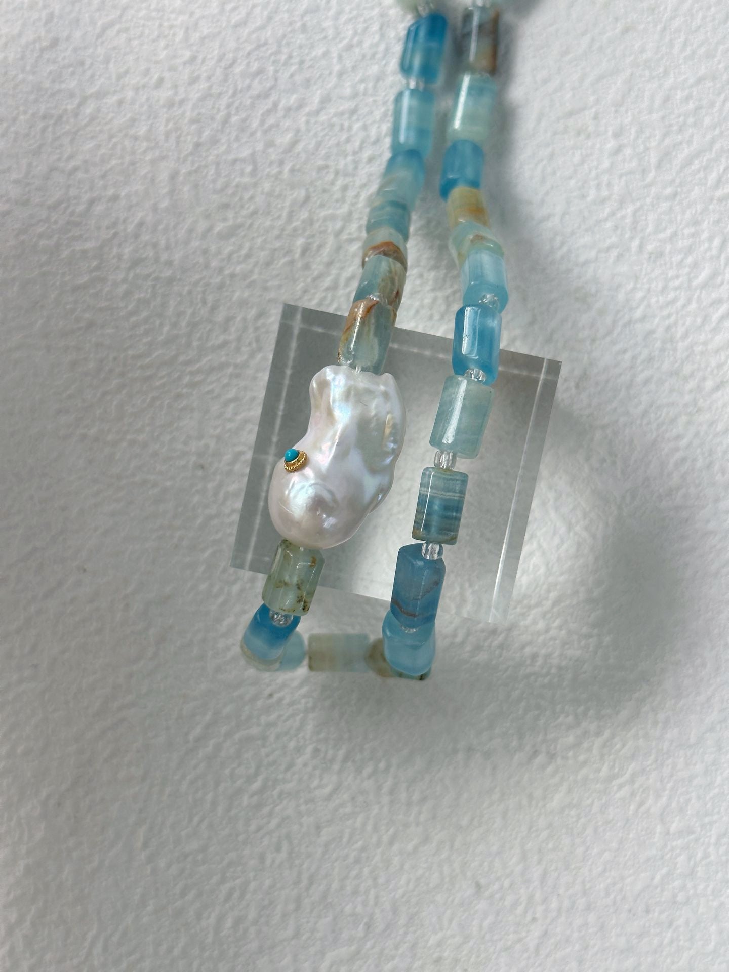 Handcrafted Aquamarine Baroque Pearl Necklace, Sterling Silver