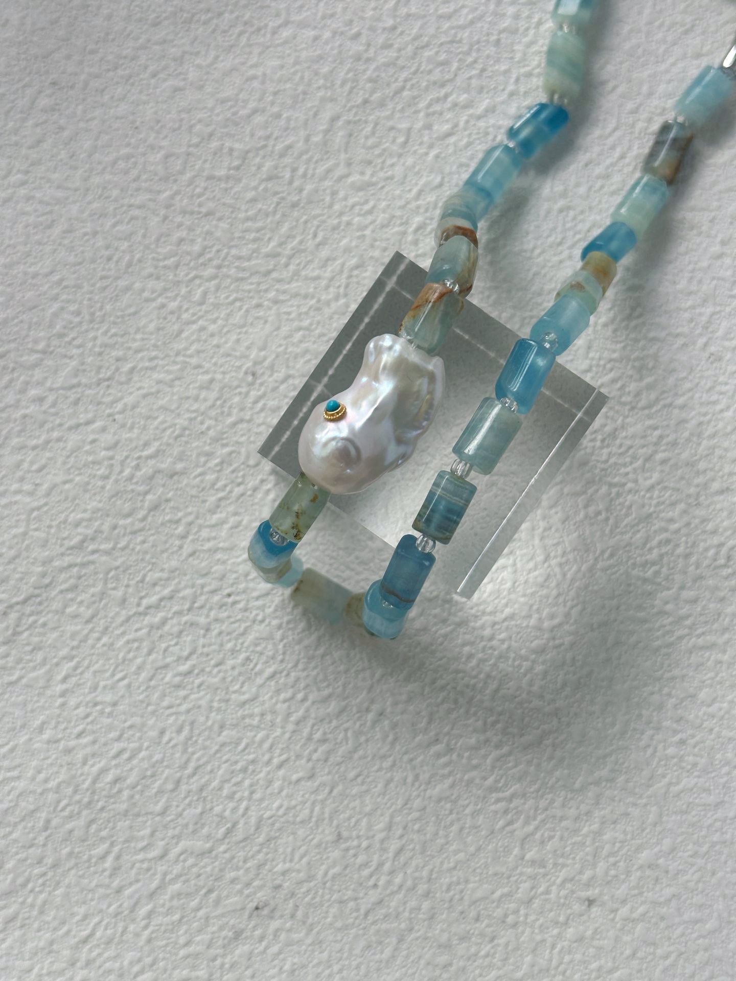 Handcrafted Aquamarine Baroque Pearl Necklace, Sterling Silver