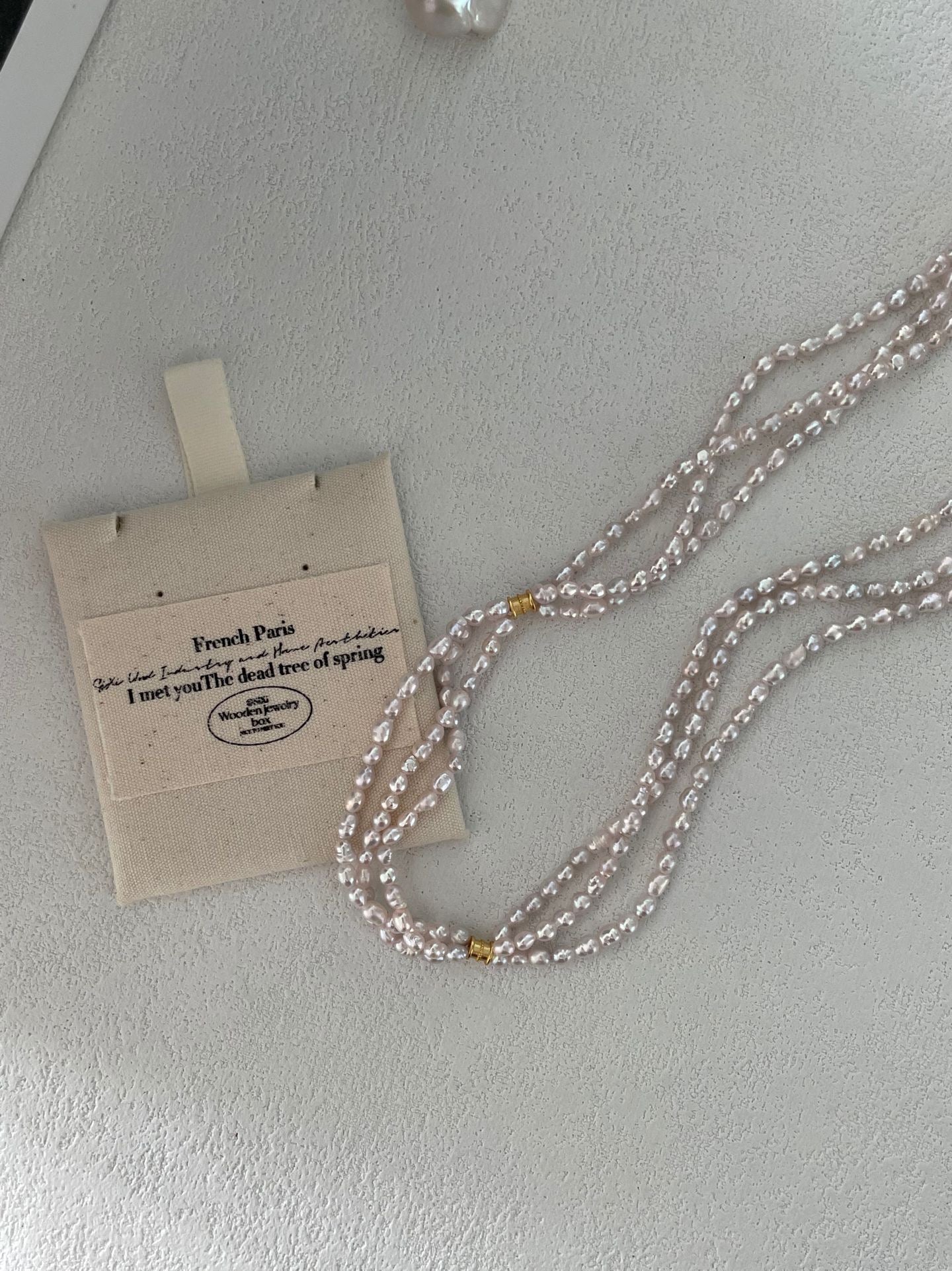 ✨ Triple Layer Pink Baroque Pearl Necklace 18K Gold Plated