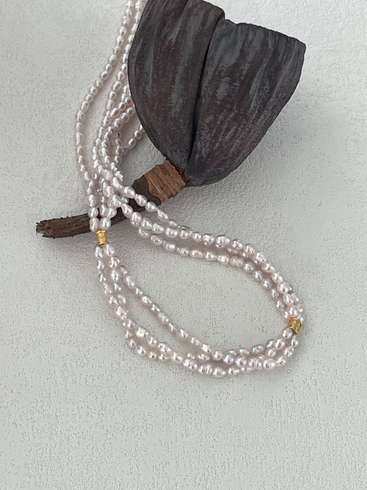 ✨ Triple Layer Pink Baroque Pearl Necklace 18K Gold Plated